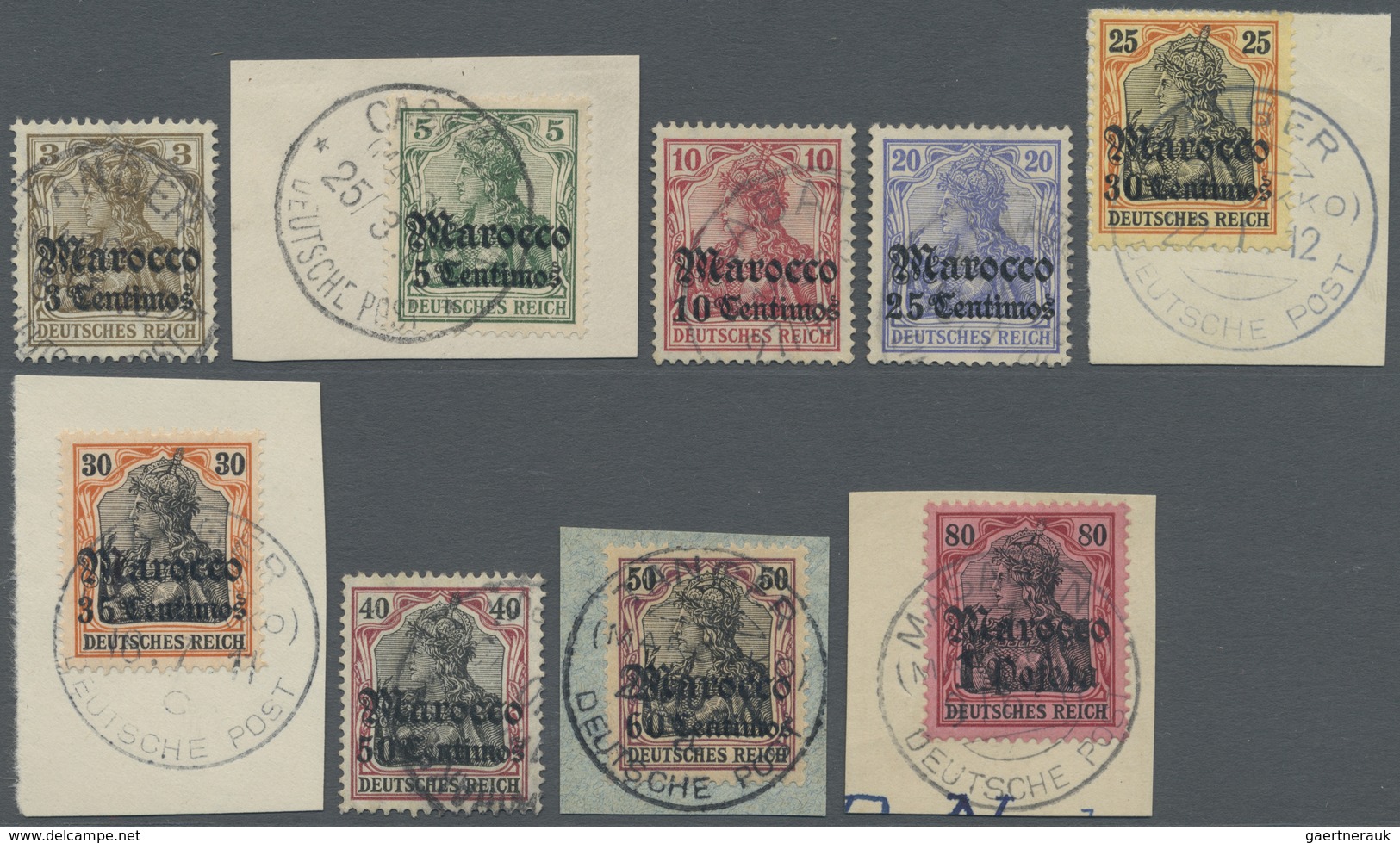 O/Brfst Deutsche Post In Marokko: 1906, Freimarken Germania Mit Wasserzeichen Und Überdruck "Marocco" Sauber - Deutsche Post In Marokko