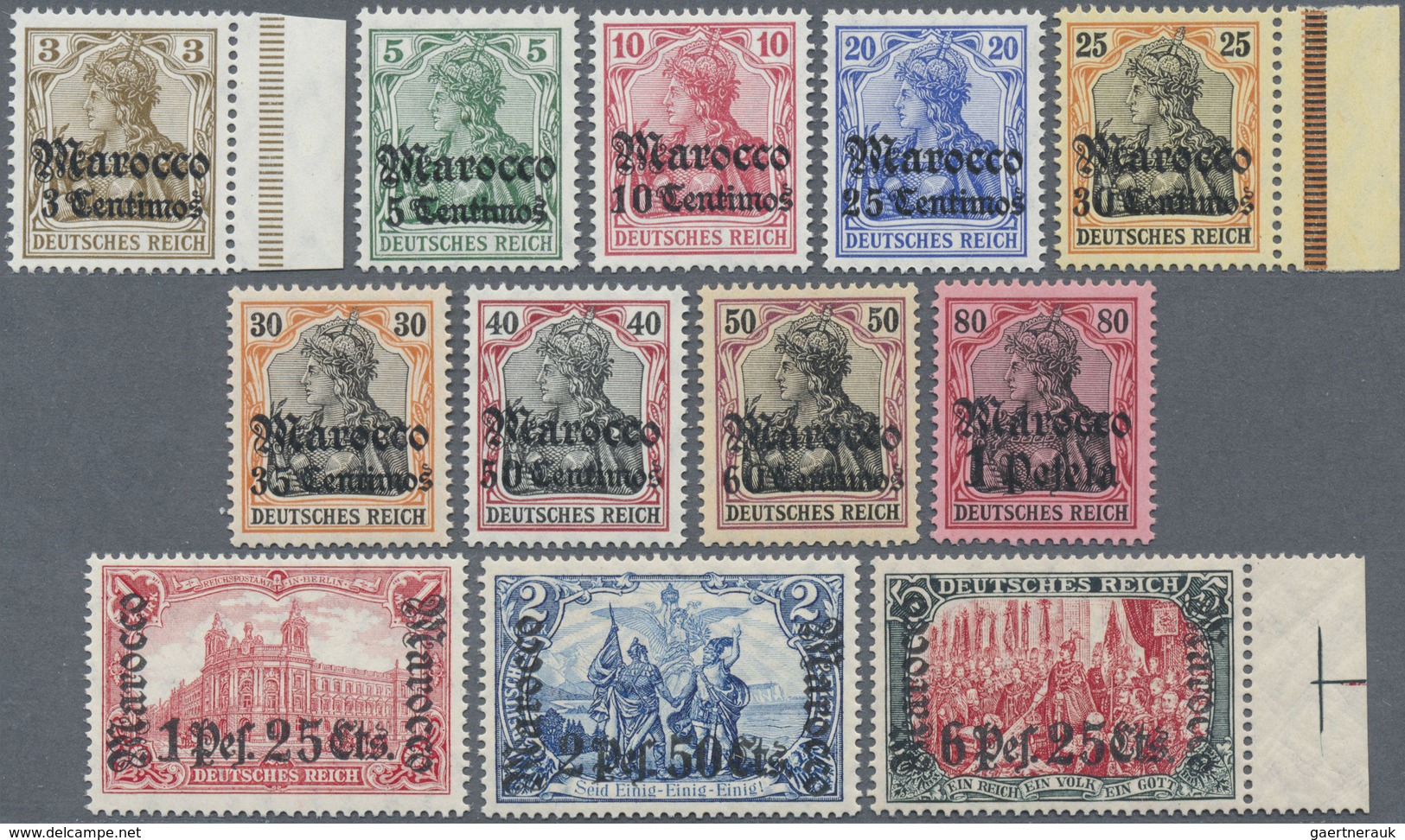 ** Deutsche Post In Marokko: 1906, Überdruckmarken "Marocco.." Mit Wz., Kompletter Postfrischer Luxussa - Marocco (uffici)