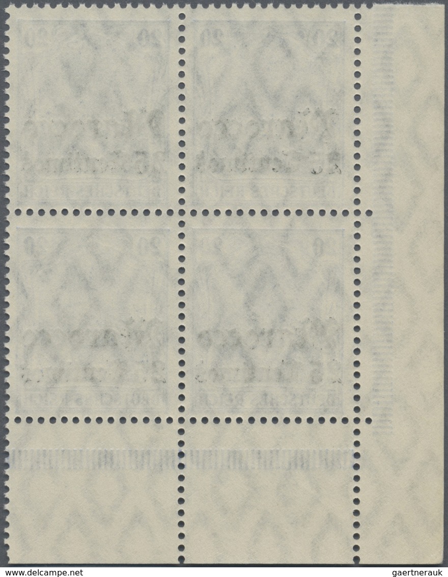 ** Deutsche Post In Marokko: 1906, Postfrischer Eckrand-Viererblock Vom Unterrand, Mi. 240,- + Euro. - Maroc (bureaux)