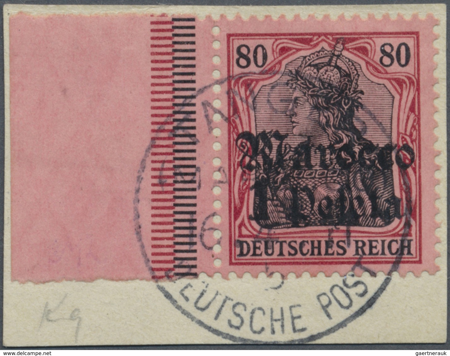 Brfst Deutsche Post In Marokko: 1911, 1 P Auf 80 Pf. Germania, Tadellose Marke Vom Linken Bogenrand Auf Br - Maroc (bureaux)