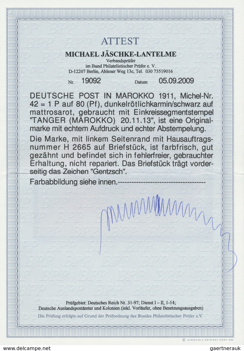 Brfst Deutsche Post In Marokko: 1911, 1 P Auf 80 Pf. Germania, Tadellose Marke  Mit Linkem Seitenrand Und - Marocco (uffici)