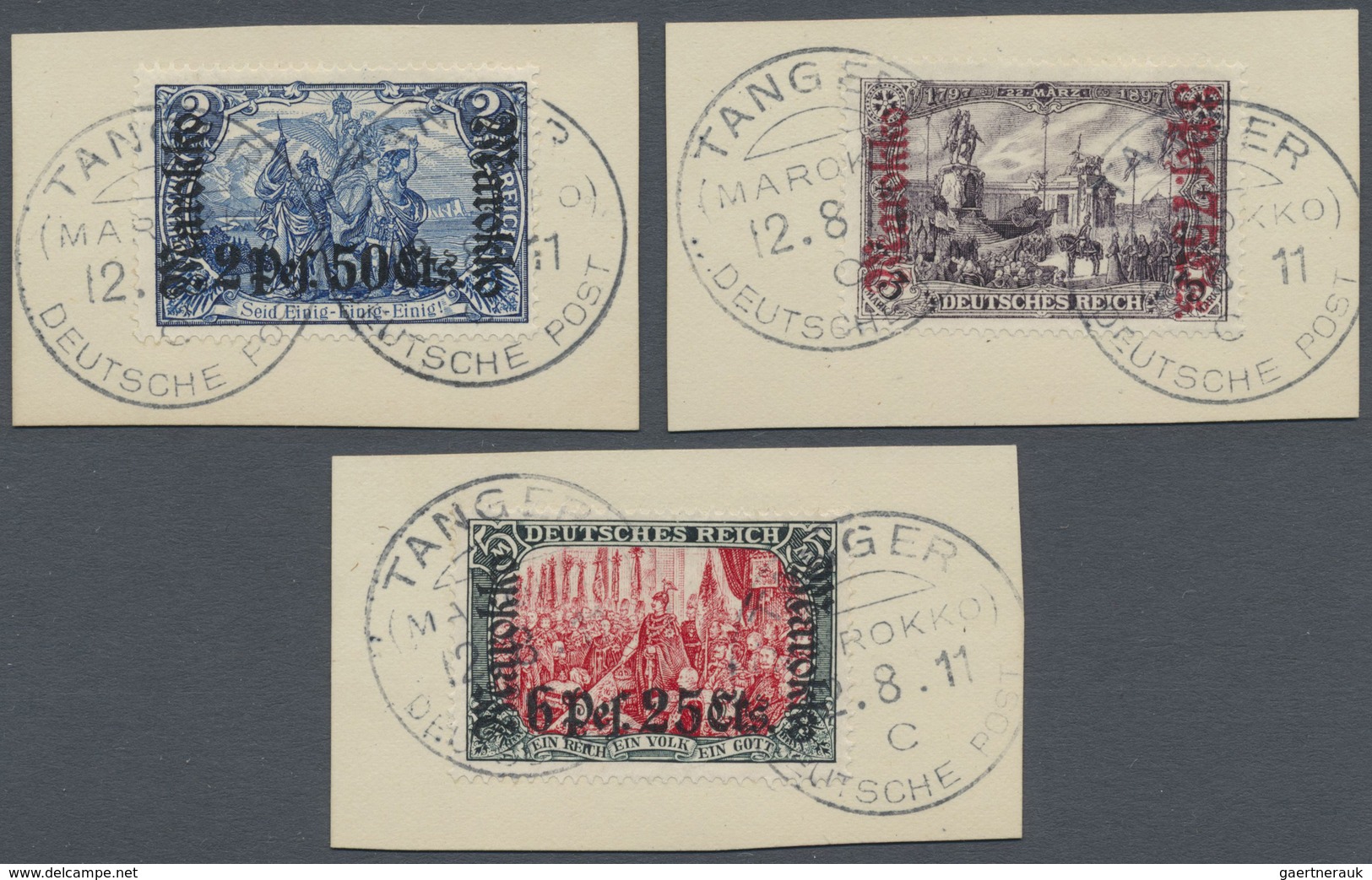 Brfst Deutsche Post In Marokko: 1911, 10 C. Auf 10 Pfg. Bis 6 Pes.25 C. Auf 5 M. "Marokko" Mit Wasszerzeic - Marocco (uffici)