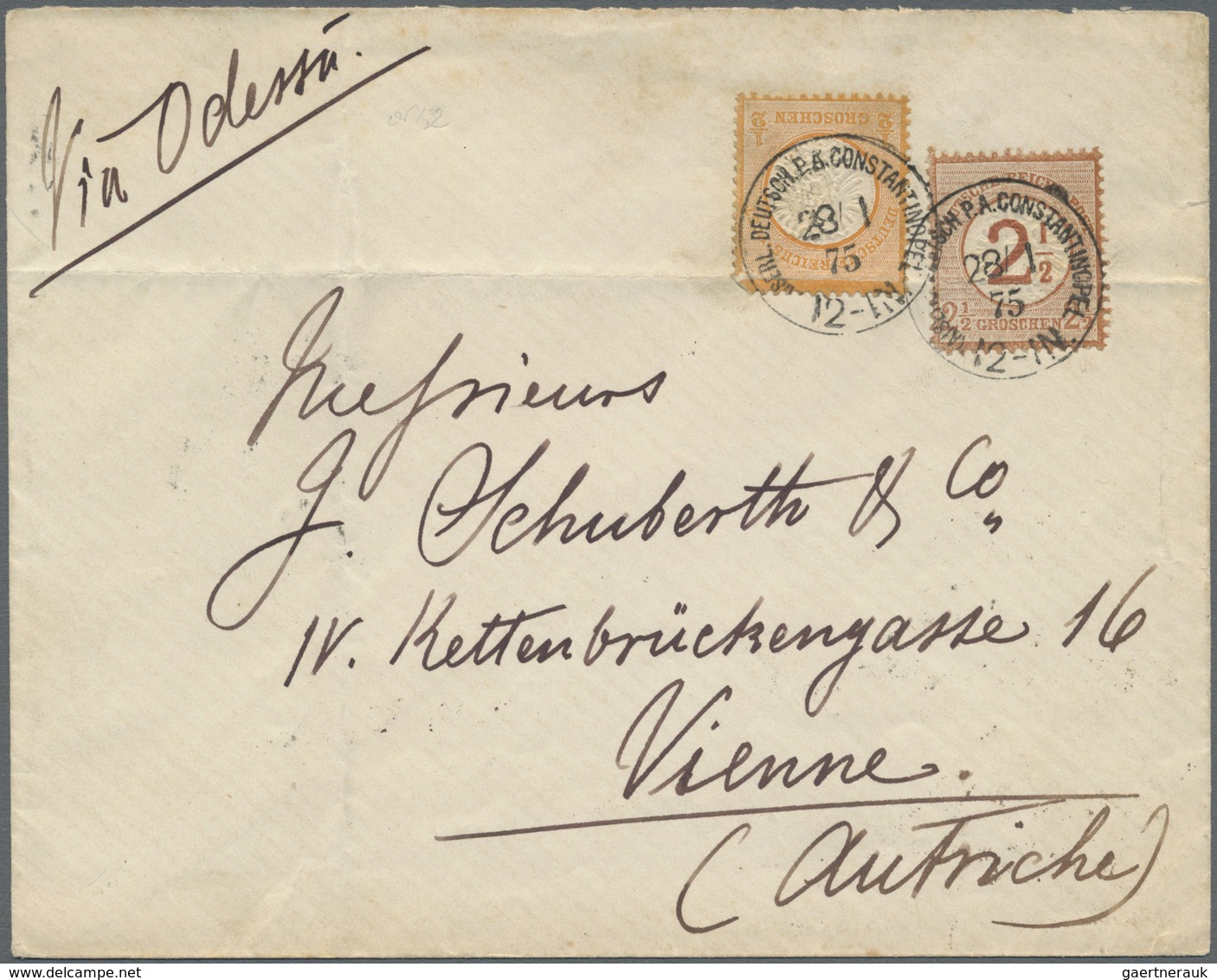 Br Deutsche Post In Der Türkei - Vorläufer: 1872, Grosser Schild ½ Gr. Orange (oben Links Etwas Eckrund - Turchia (uffici)