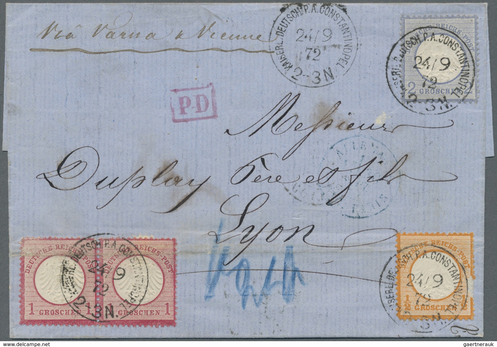 Br Deutsche Post In Der Türkei - Vorläufer: 1872, Kleiner Schild ½ Gr. Orange, 1 Gr. Rot Im Waagrechten - Turchia (uffici)