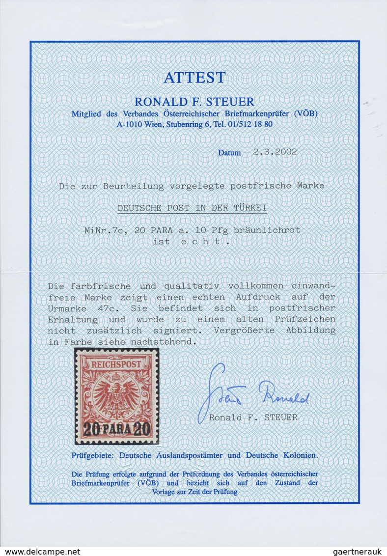 ** Deutsche Post In Der Türkei: 1899, 20 PA. Auf 10 Pfg. Freimarke Bräunlichrot, Farbfrisches Exemplar - Deutsche Post In Der Türkei