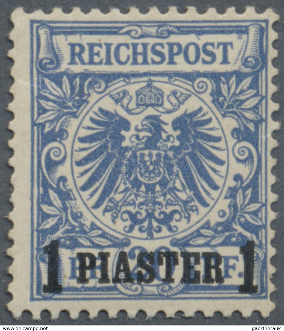 ** Deutsche Post In Der Türkei: 1899, 1 Pia. Auf 20 Pfg. LEBHAFTGRAUULTRAMARIN, Postfrisch, Links Oben - Turquie (bureaux)