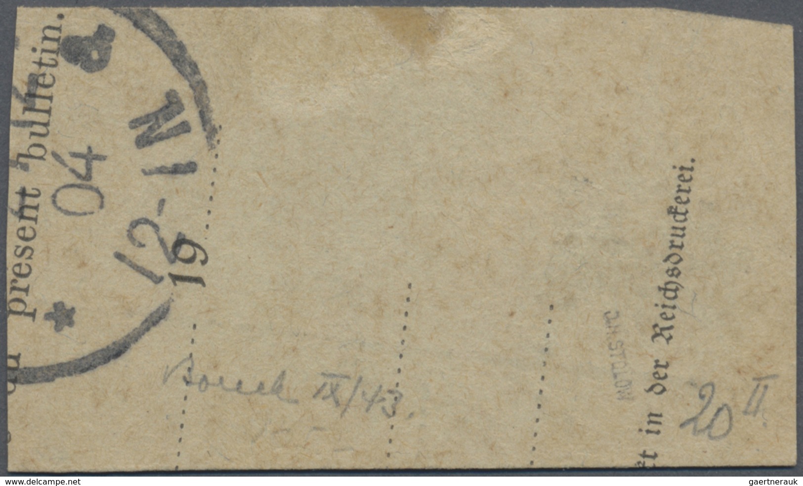 Brfst Deutsche Post In Der Türkei: 1900. 5 Pia Dunkelkarminrot, PLATTENFEHLER "Kratzer Vom Rechten Bildran - Turchia (uffici)