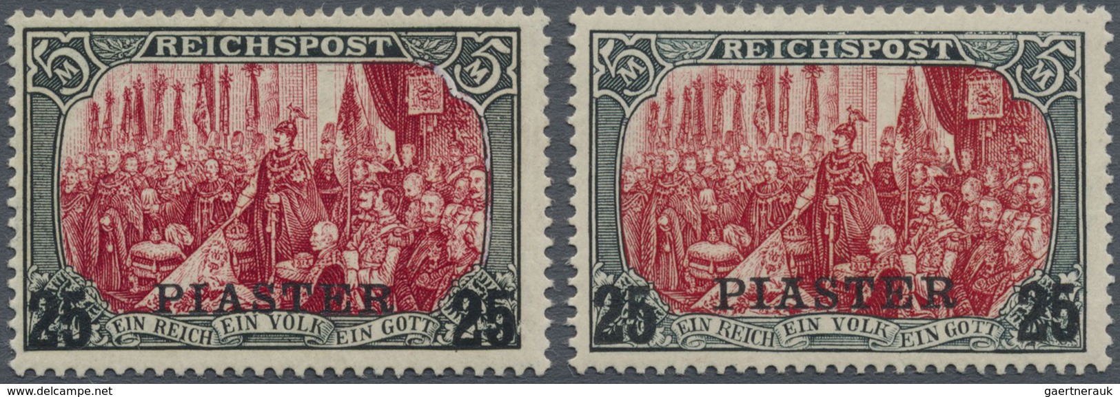 * Deutsche Post In Der Türkei: 1900, 25 Piaster Auf 5 M Reichspost, Type III Und IV, Sign. Richter Bzw - Turquie (bureaux)