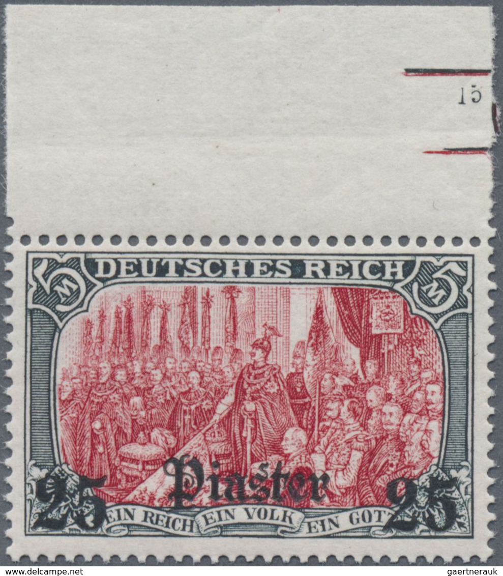 ** Deutsche Post In Der Türkei: 1905, Luxus M. Deutsches Reich Überdruckmarke "25 Pia" Mit Oberrand Und - Turquie (bureaux)