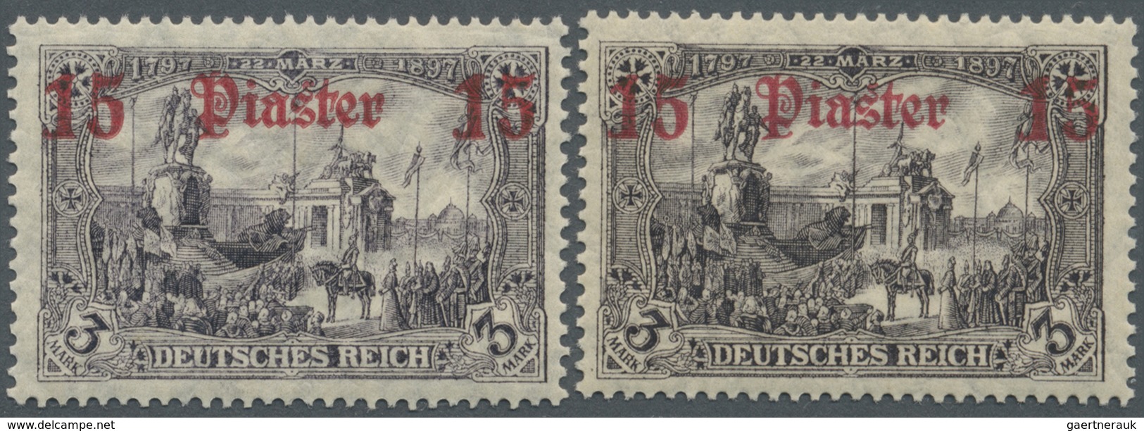 ** Deutsche Post In Der Türkei: 1912,13, Beide Farben Der 15 Piaster Postfrisch, Mi. 540,- Euro. - Turchia (uffici)