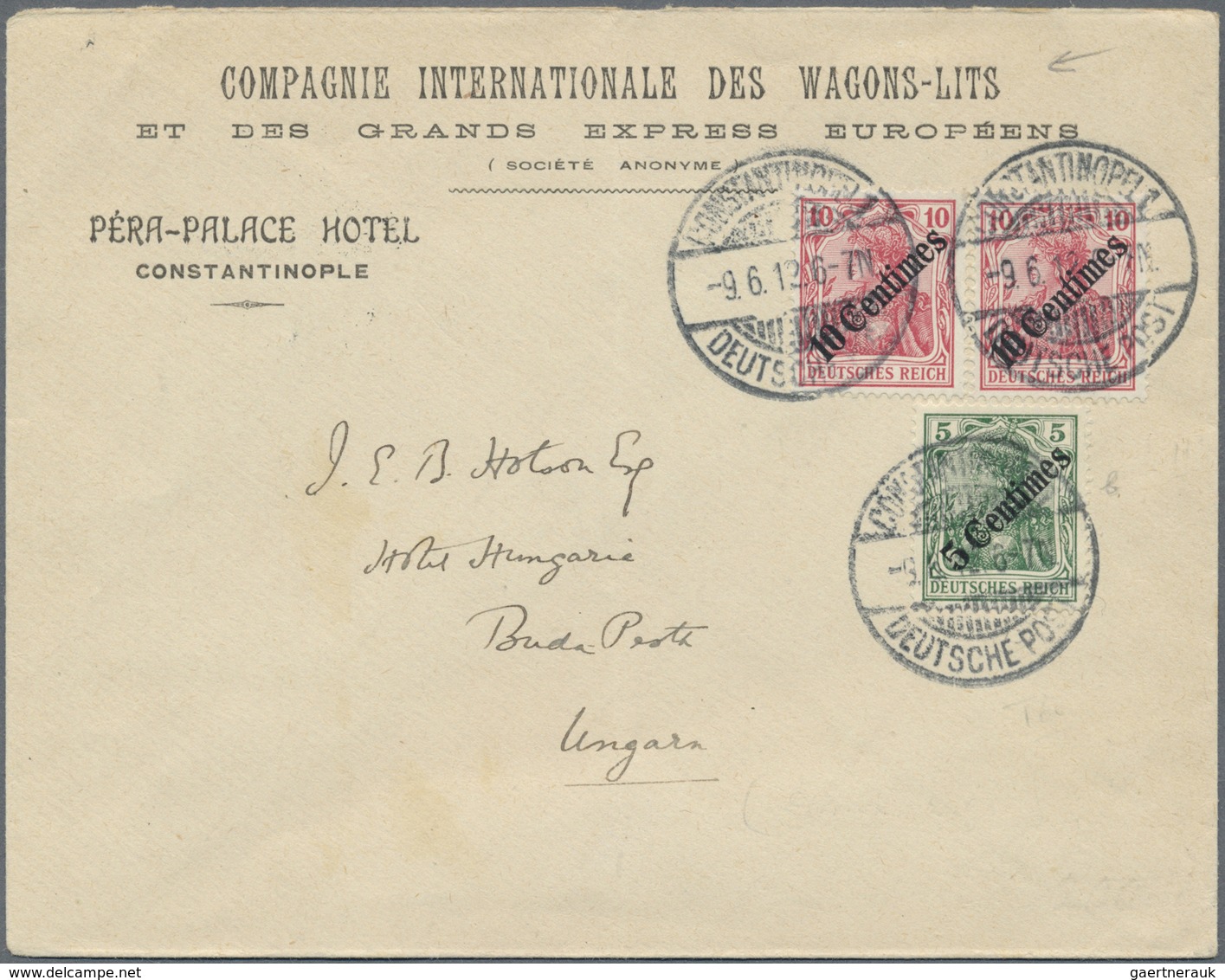 Br Deutsche Post In Der Türkei: 1912, Vordruckbrief "COMPAGNIE INT: DES WAGON-LITS " (Orientexpress) Mi - Deutsche Post In Der Türkei