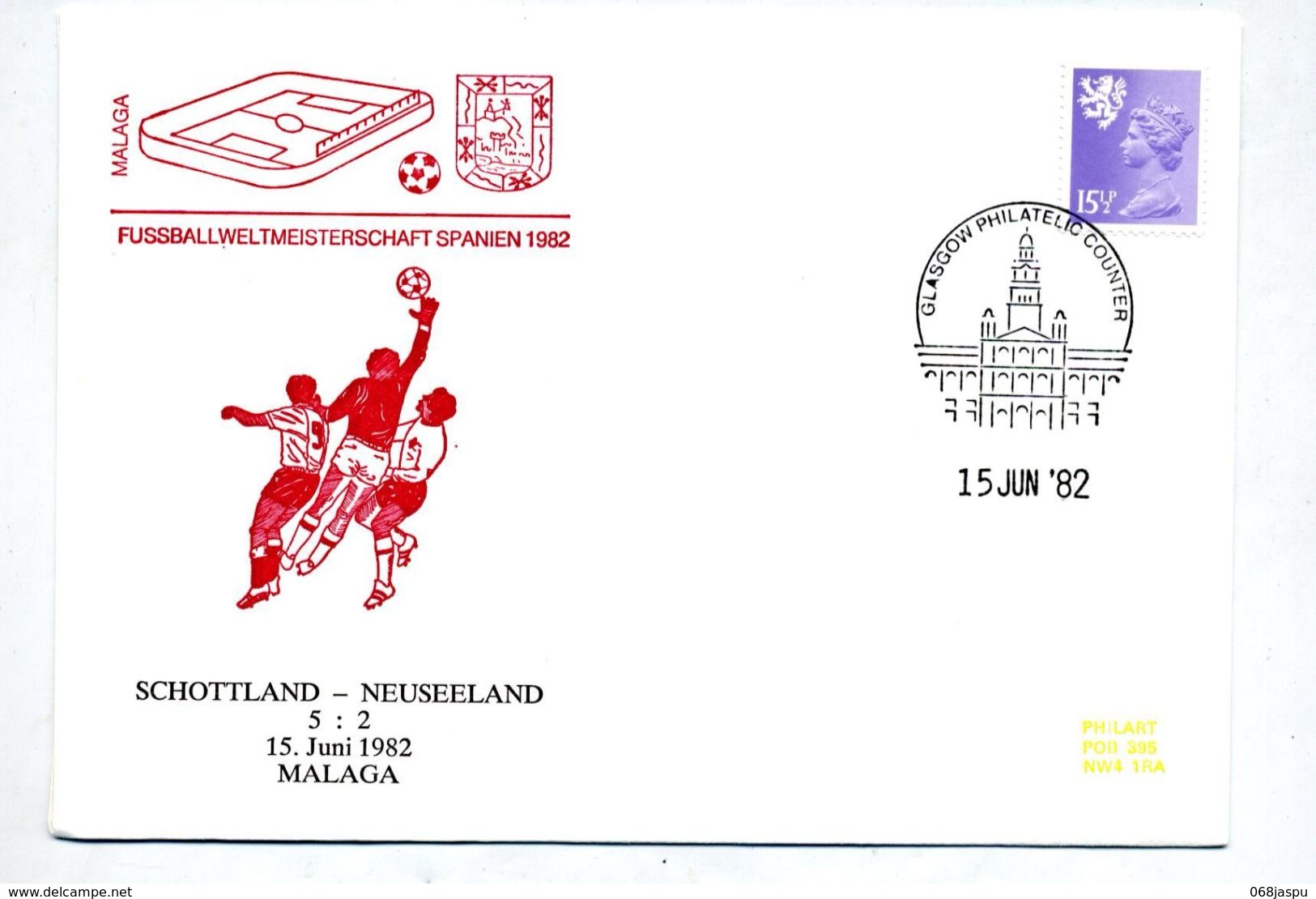 Lettre Cachet Belfast Illustré Coupe Monde Football Match Ecosse Nouvelle Zelande - 1982 – Espagne