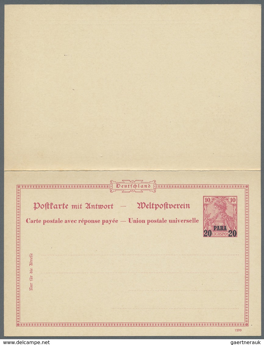 GA Deutsche Post In Der Türkei - Ganzsachen: 1905, 20 Para Auf 10 Pfg. Reichspost Doppel-Ganzsachenkart - Deutsche Post In Der Türkei