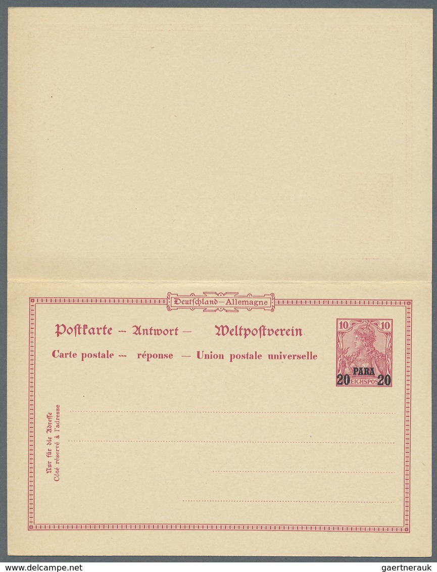 GA Deutsche Post In Der Türkei - Ganzsachen: 1905, 20 Para Auf 10 Pfg. Reichspost Doppel-Ganzsachenkart - Deutsche Post In Der Türkei