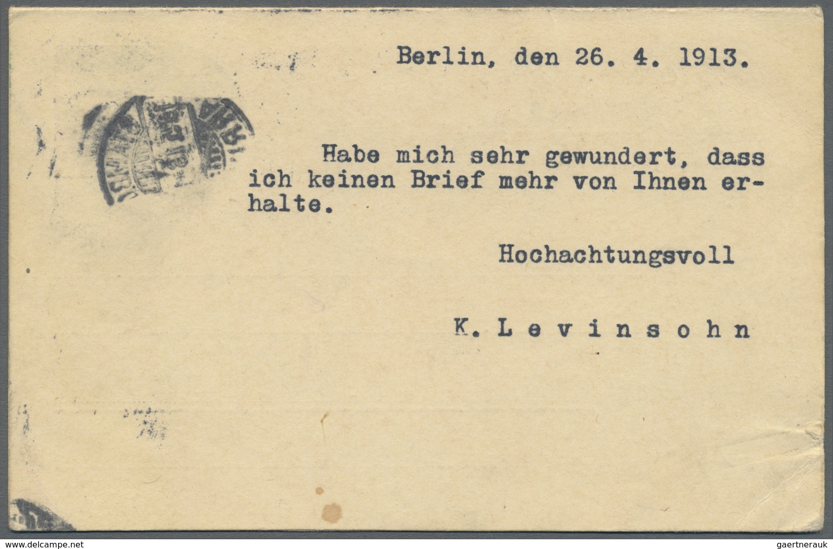 GA Deutsche Post In Der Türkei - Ganzsachen: 1913 20 Para Doppel-GSK Am 2.5.13 Von Constantinopel Nach - Turchia (uffici)