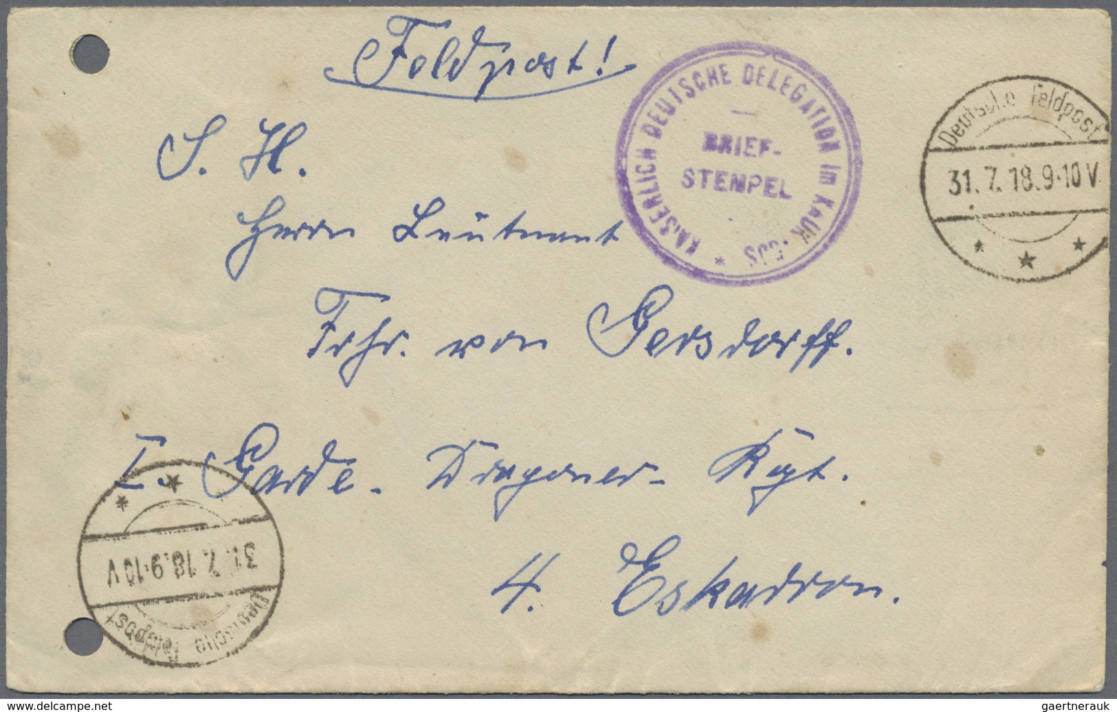 Br Deutsche Post In Der Türkei - Stempel: 1918, Portofreier Feldpostbrief Mit Tarn-Aufgbestempel "Deuts - Turchia (uffici)