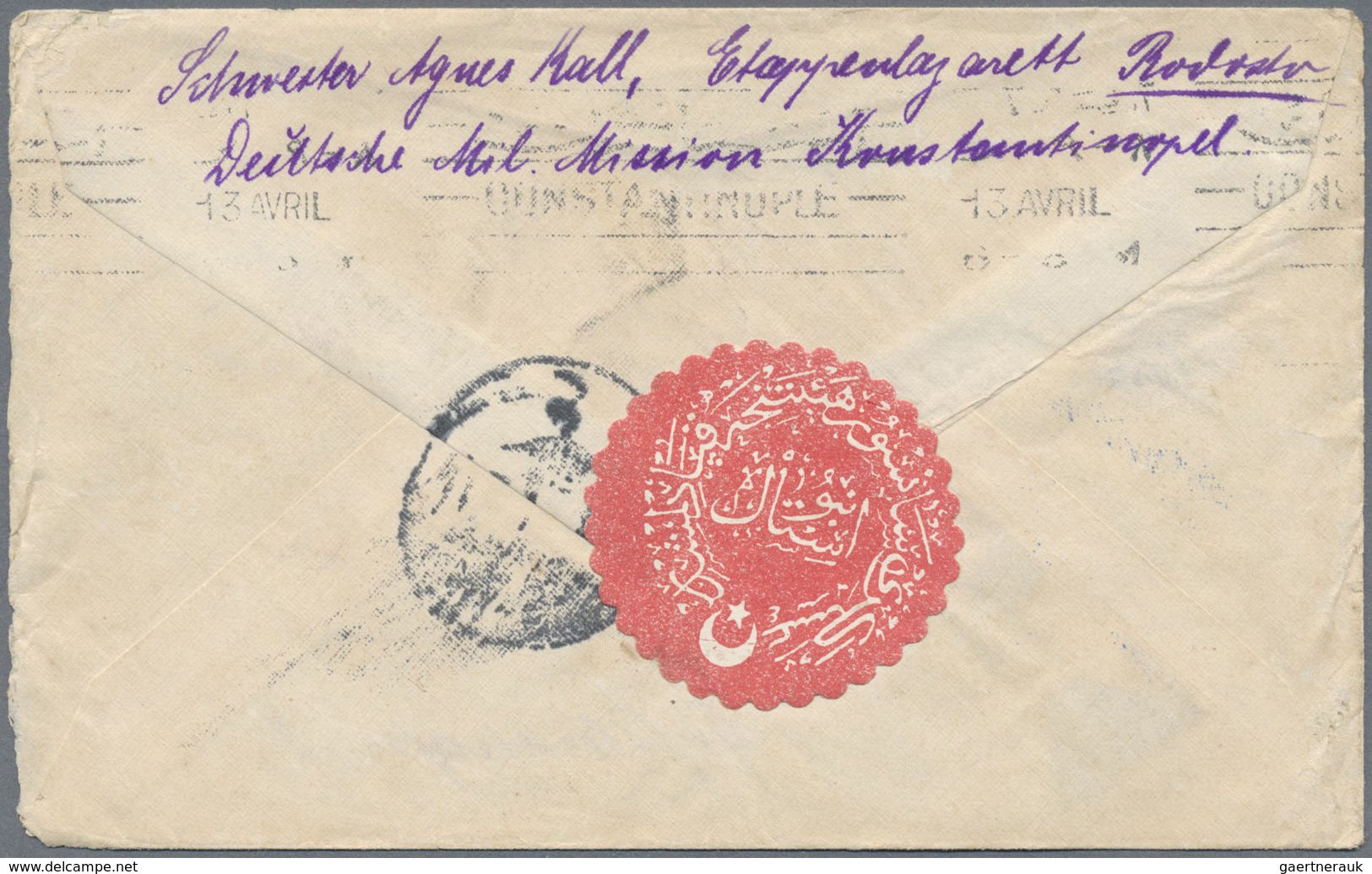 Br Deutsche Post In Der Türkei - Stempel: 1915/1917, Zwei Belege (1x über Türk. Landespost Mit Blauem N - Turchia (uffici)