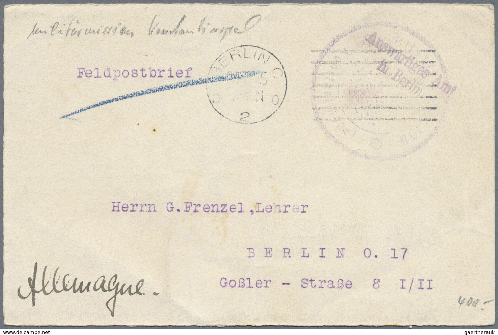 Br Deutsche Post In Der Türkei - Stempel: 1915/1917, Zwei Belege (1x über Türk. Landespost Mit Blauem N - Deutsche Post In Der Türkei