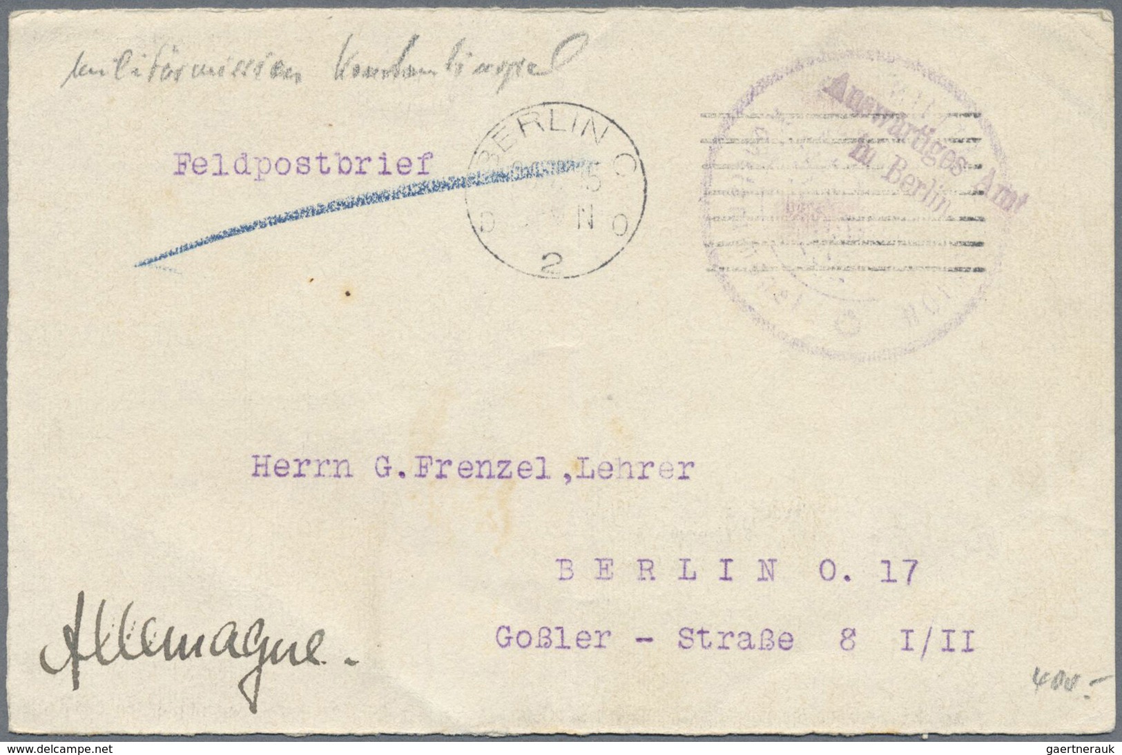 Br Deutsche Post In Der Türkei - Stempel: 1915/1917, Zwei Belege (1x über Türk. Landespost Mit Blauem N - Turquie (bureaux)
