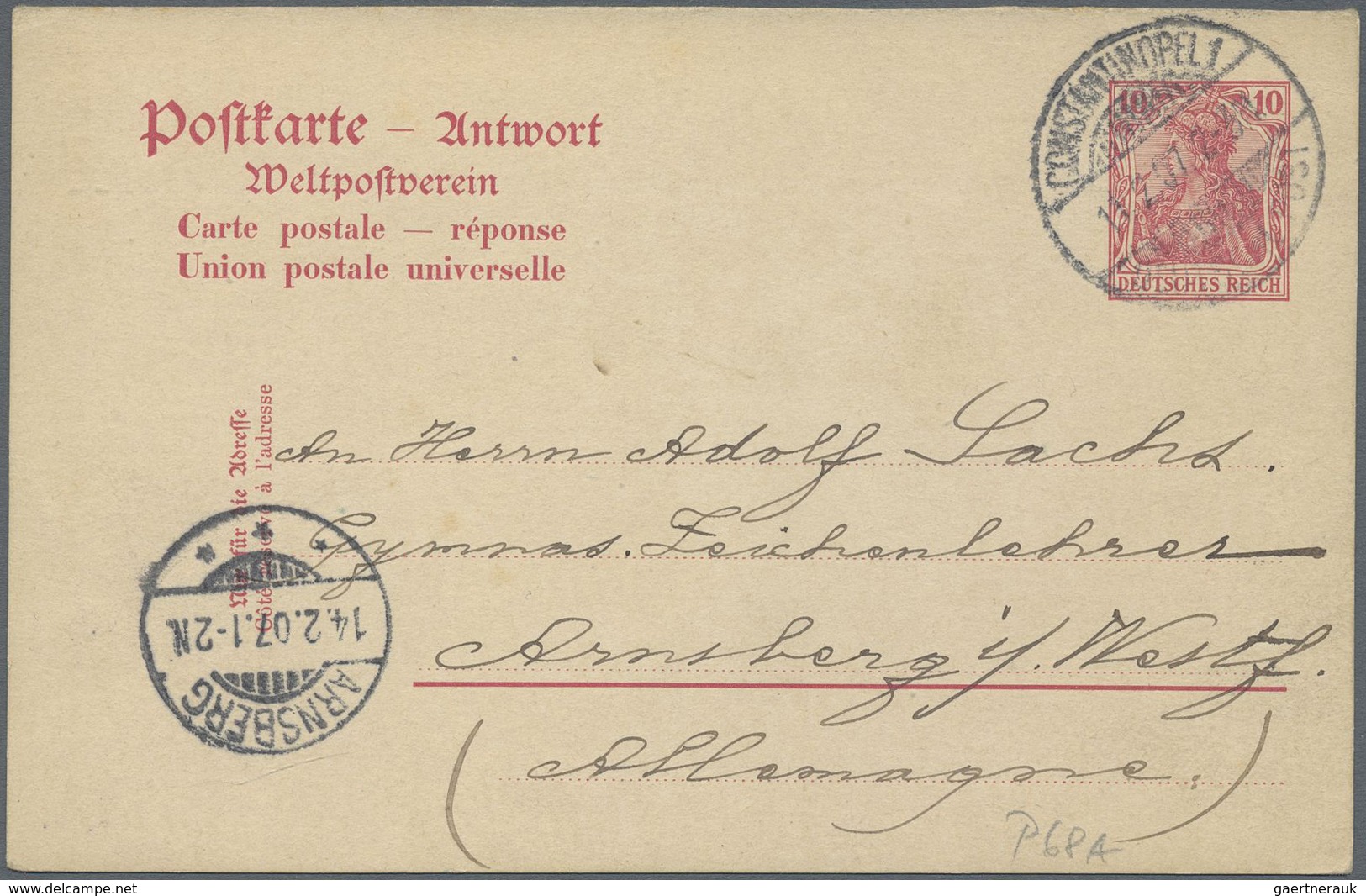 GA Deutsche Post in der Türkei - Besonderheiten: 1902/1913, sechs Bedarfs-Belege der Germania-Ausgabe (