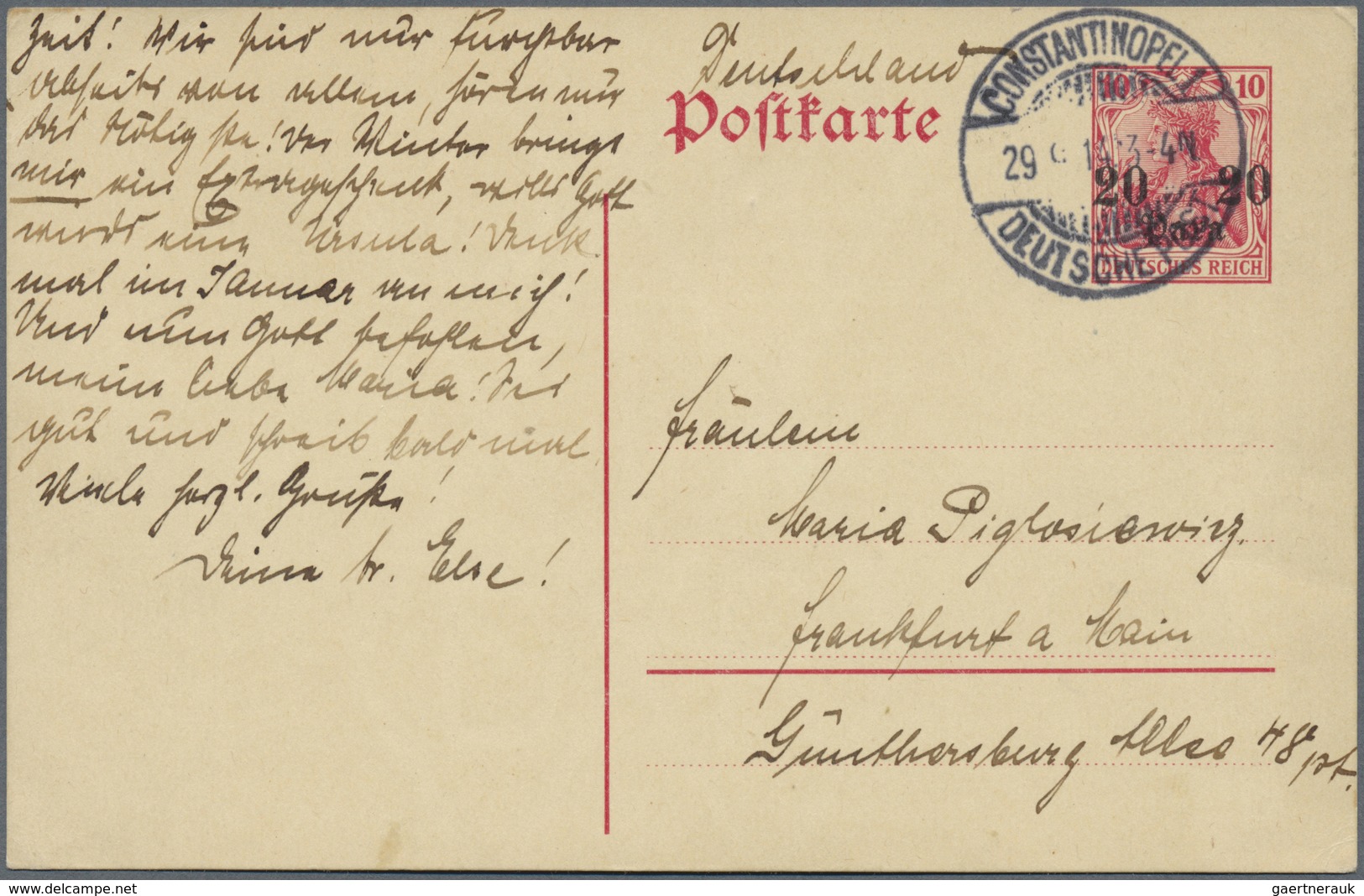 GA Deutsche Post In Der Türkei - Besonderheiten: 1914 (29.9.), 20 Para GA-Karte Mit Stempel "CONSTANTIN - Turchia (uffici)