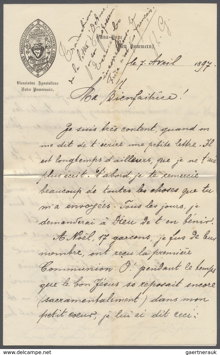 Br Deutsch-Neuguinea - Vorläufer: 1897, Missionarsbrief 'Vicariatus Apostolicus Novae Pomeraniae' Mit U - Nuova Guinea Tedesca