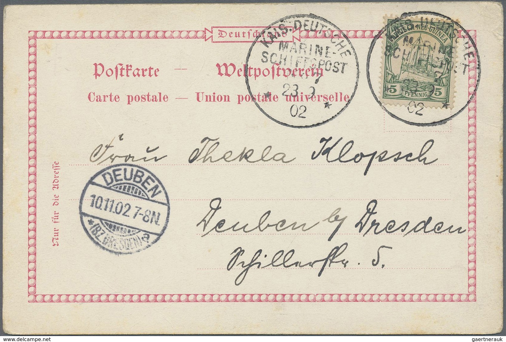 Br Deutsch-Neuguinea: 1902: Deutsch-Neuguinea 5 Pfg Gestempelt KAIS. DEUTSCHE MARINE SCHIFFPOST 7 / 23. - Deutsch-Neuguinea