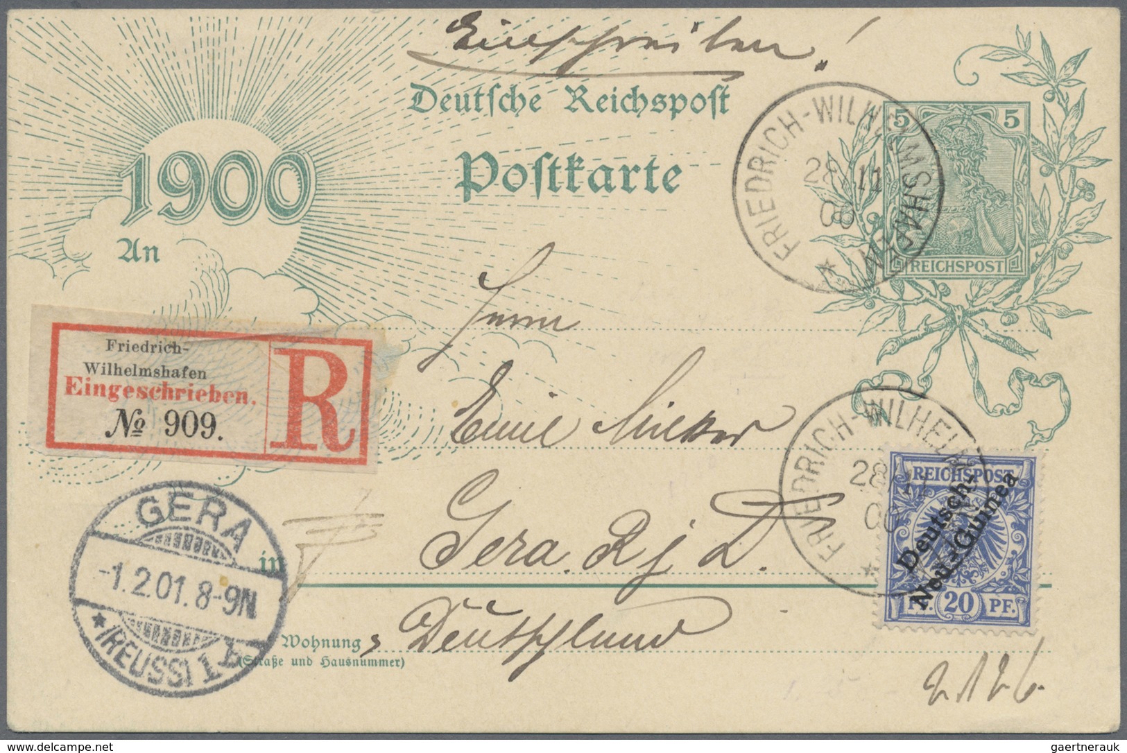 GA Deutsch-Neuguinea - Stempel: 1900. "Friedrich-Wilhelmshafen 28.11.00" Mit Zfr. 20 Pf DNG (Zahnfehler - Nuova Guinea Tedesca