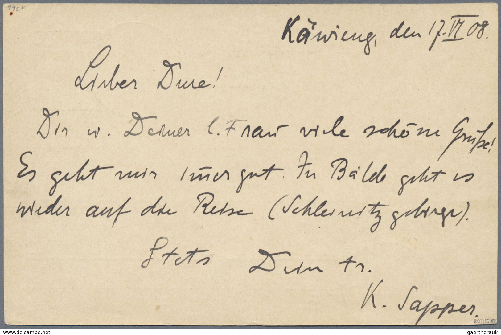 GA Deutsch-Neuguinea - Besonderheiten: 11908 (20.6.), 5 Pfg. GA-Karte Von Professor Dr. Karl Sapper (Ge - Deutsch-Neuguinea