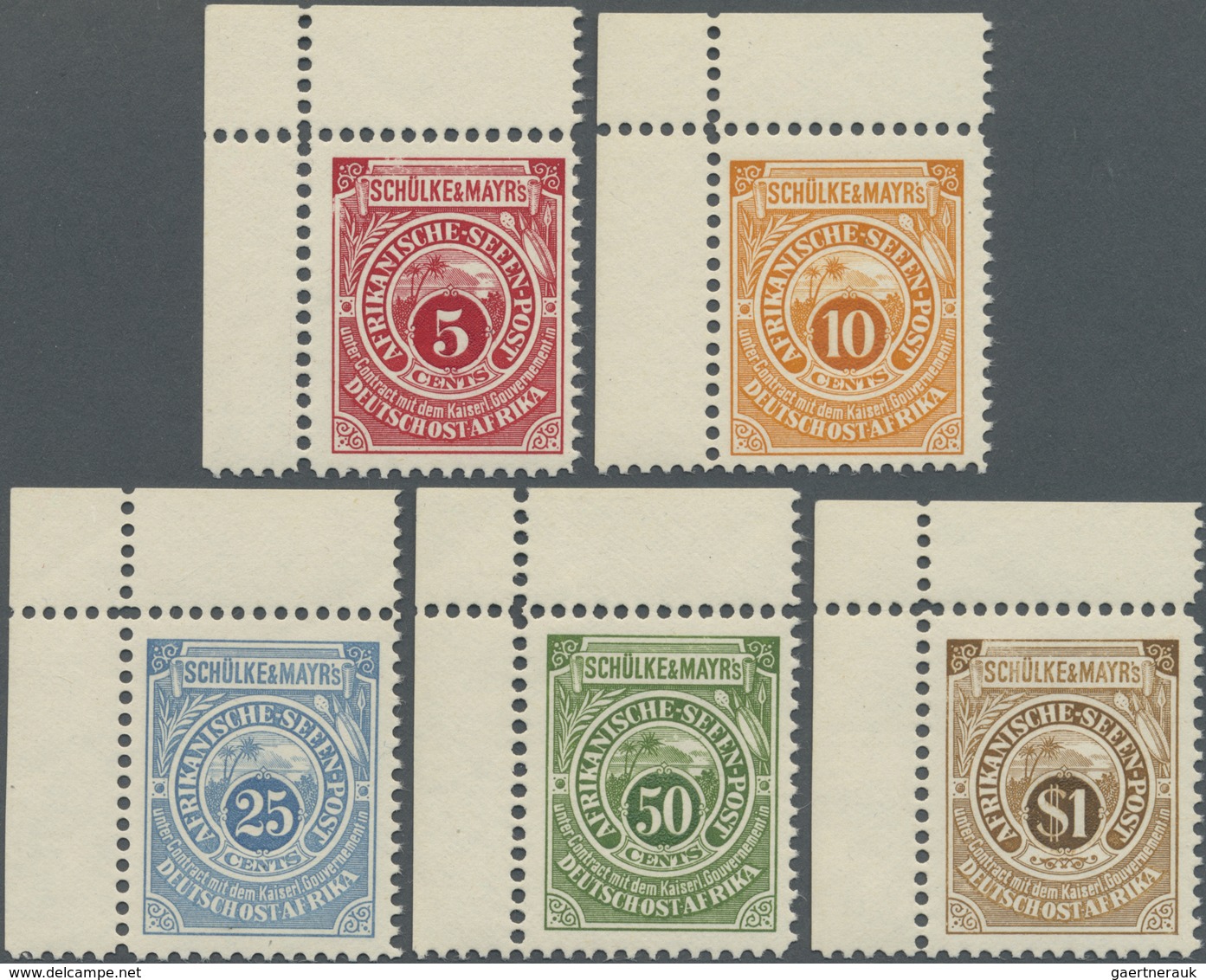 ** Deutsch-Ostafrika: 1892, 5 Pfg. Bis 1 $ Schülke & Mayr Als Nachdruck, Kompletter Postfrischer Kabine - Afrique Orientale
