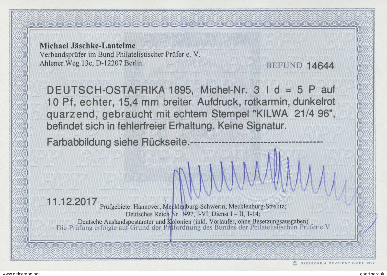 O Deutsch-Ostafrika: 1895/1898, Freimarken Mit Aufdruck, 5 P Auf 10 Pf Rotkarmin Mit Klarer Entwertun - Afrique Orientale