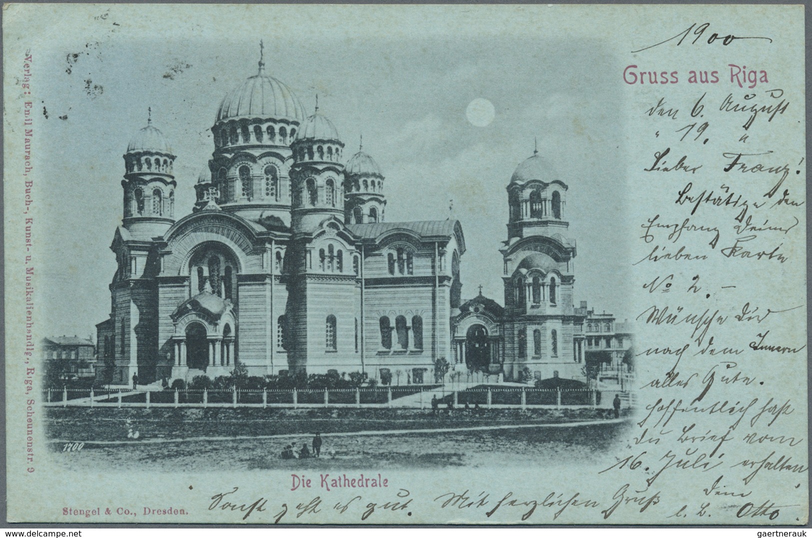 Br Deutsch-Ostafrika: 1900, Incoming Mail: AK "Gruss Aus Riga" Mit Foto-Abb. "Die Kathedrale". Mit 2x R - Deutsch-Ostafrika