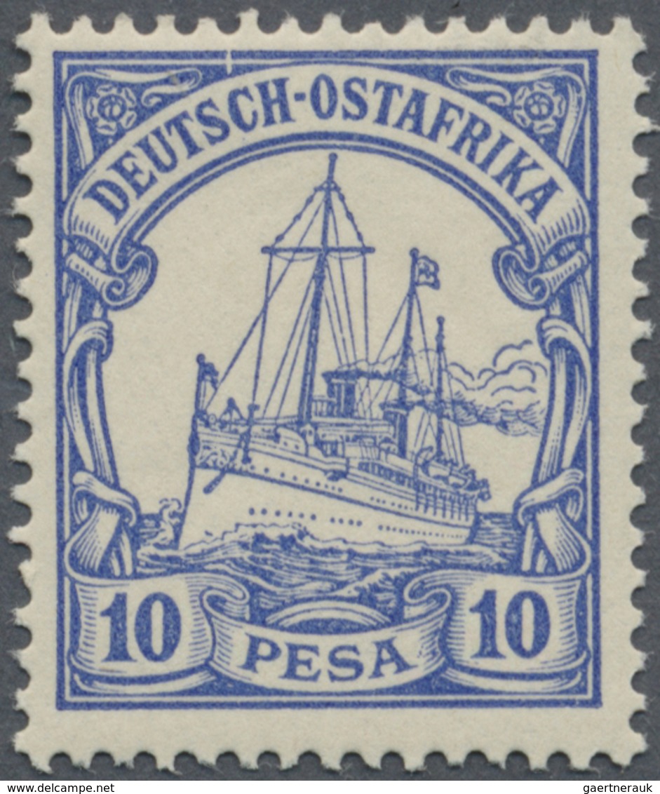 * Deutsch-Ostafrika: 1901, 10 Pesa Violettultramarin Mit PLATTENFEHLER "Bruch Im Rand über C In Deutsc - Afrique Orientale