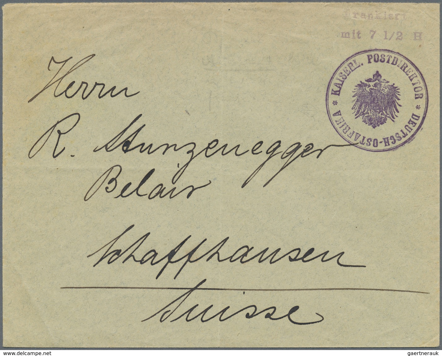 GA Deutsch-Ostafrika - Ganzsachen: 1916 Notausgabe Vorausfrankierter Umschlag Morogoro-Ausgabe 7½ H. Vi - Deutsch-Ostafrika
