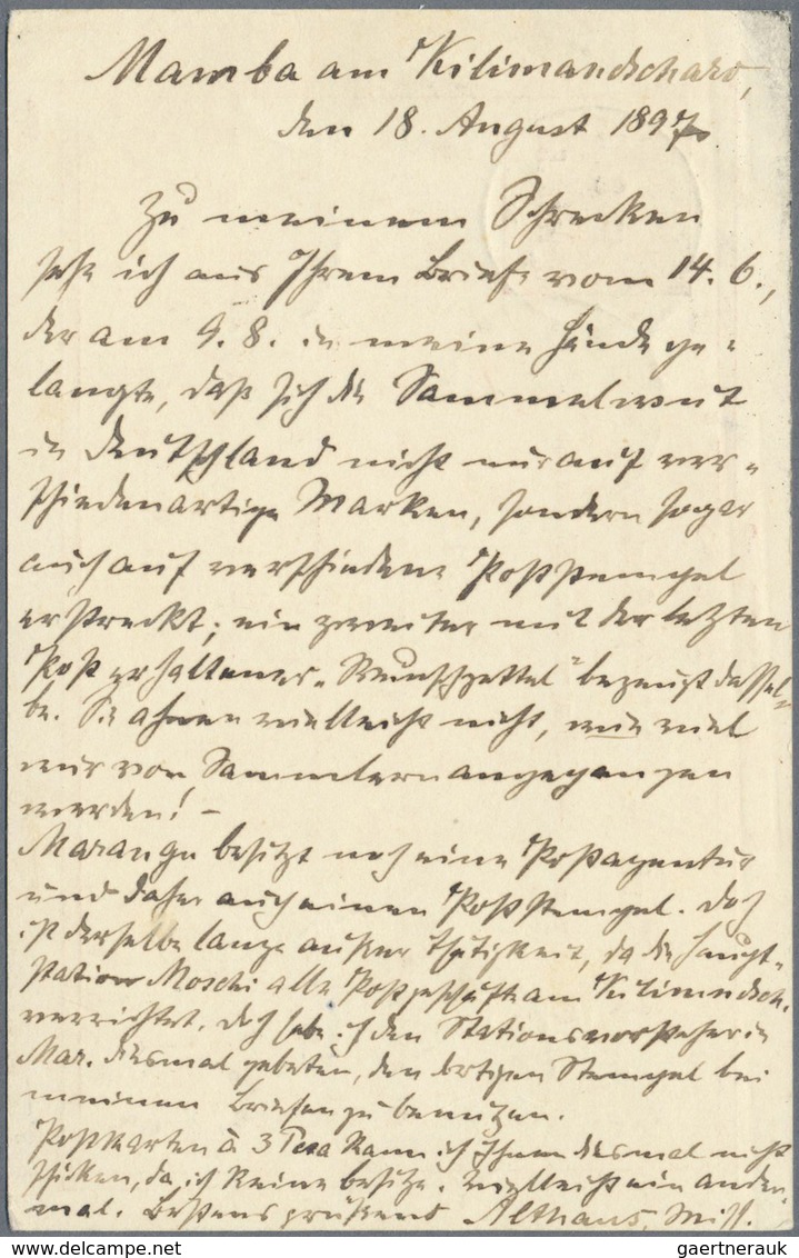 GA Deutsch-Ostafrika - Stempel: 1897, "MARANGU" Luxusabschlag Vom 18.8.97 Auf 5 Pesa GA-Karte Mit Inter - Deutsch-Ostafrika