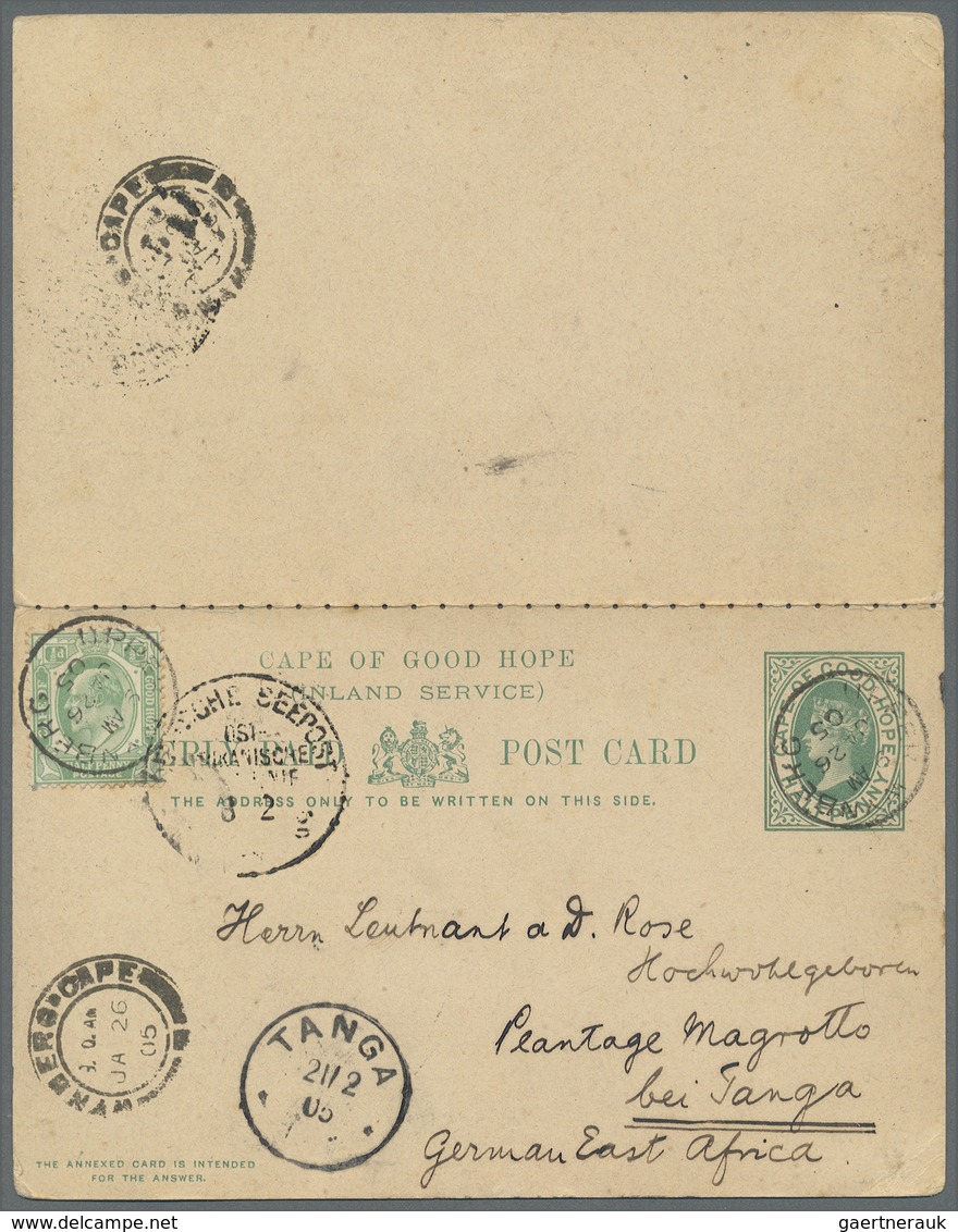 GA Deutsch-Ostafrika - Besonderheiten: 1905. Cape Of Good Hope Double Reply Card ½d Green Upgraded With - Africa Orientale Tedesca