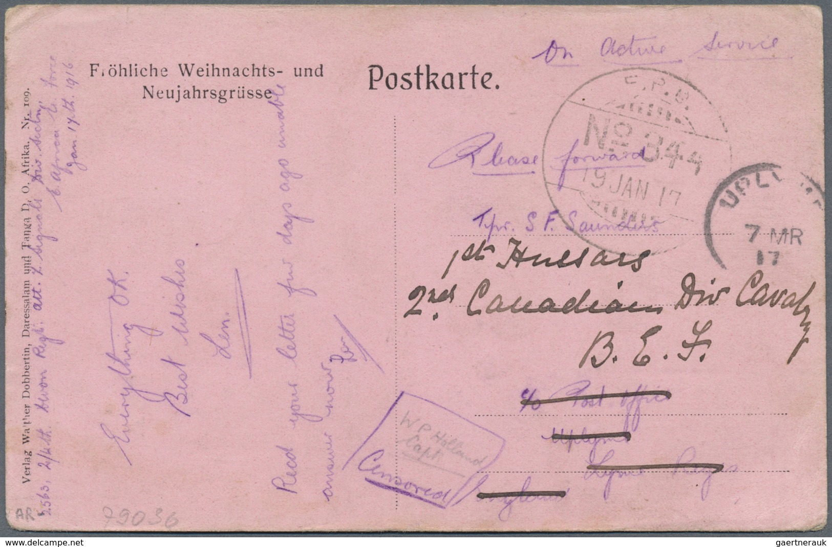Br Deutsch-Ostafrika - Besonderheiten: 1917 Deutsche Weihnachts-Ansichtskarte Aus Deutsch-Ostafrika M. - Afrique Orientale