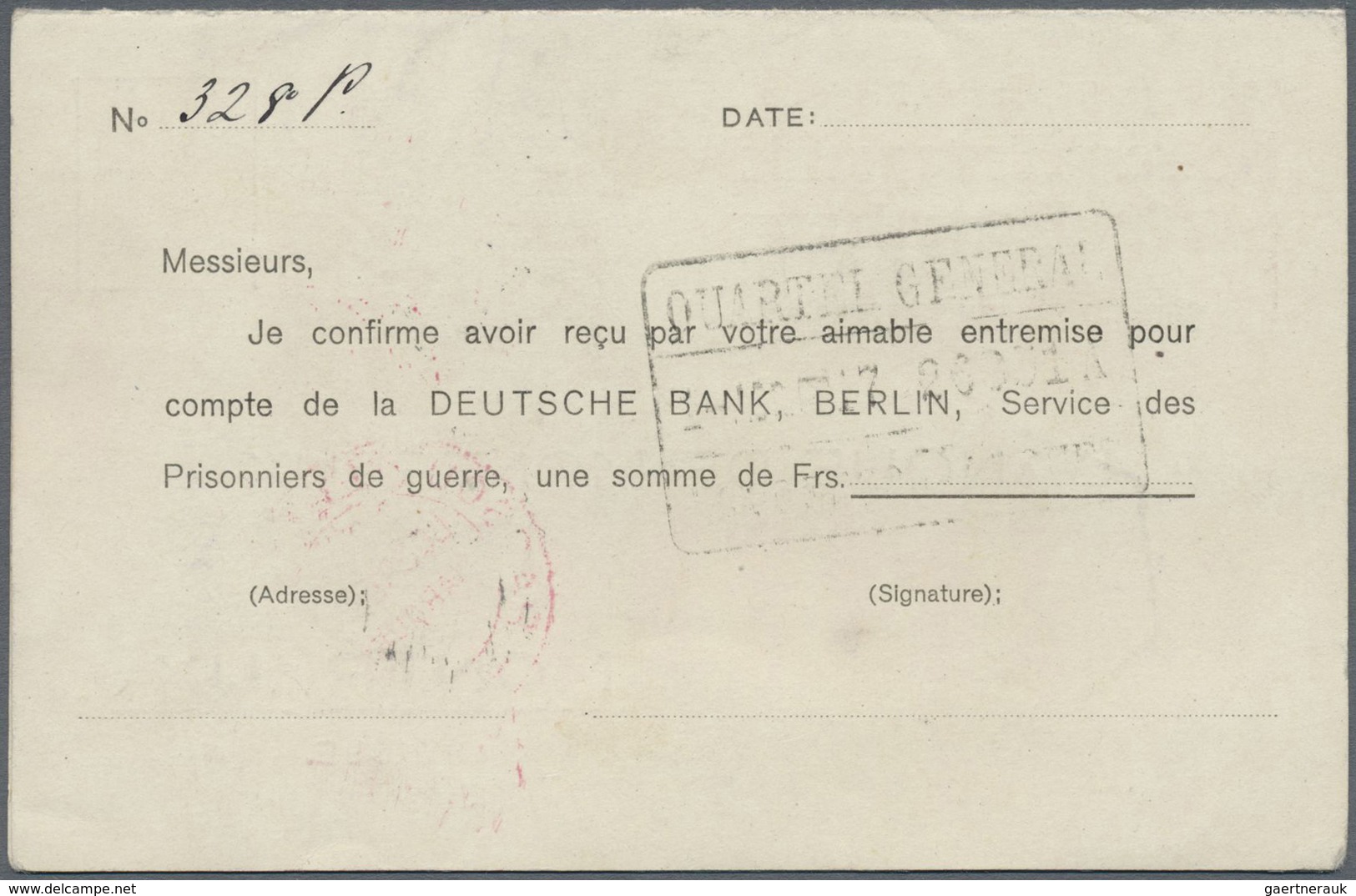 Br Deutsch-Ostafrika - Besonderheiten: 1917, KGF-Lager Lourenco Marques, Doppelkarte Der Banque Of Mont - Afrique Orientale