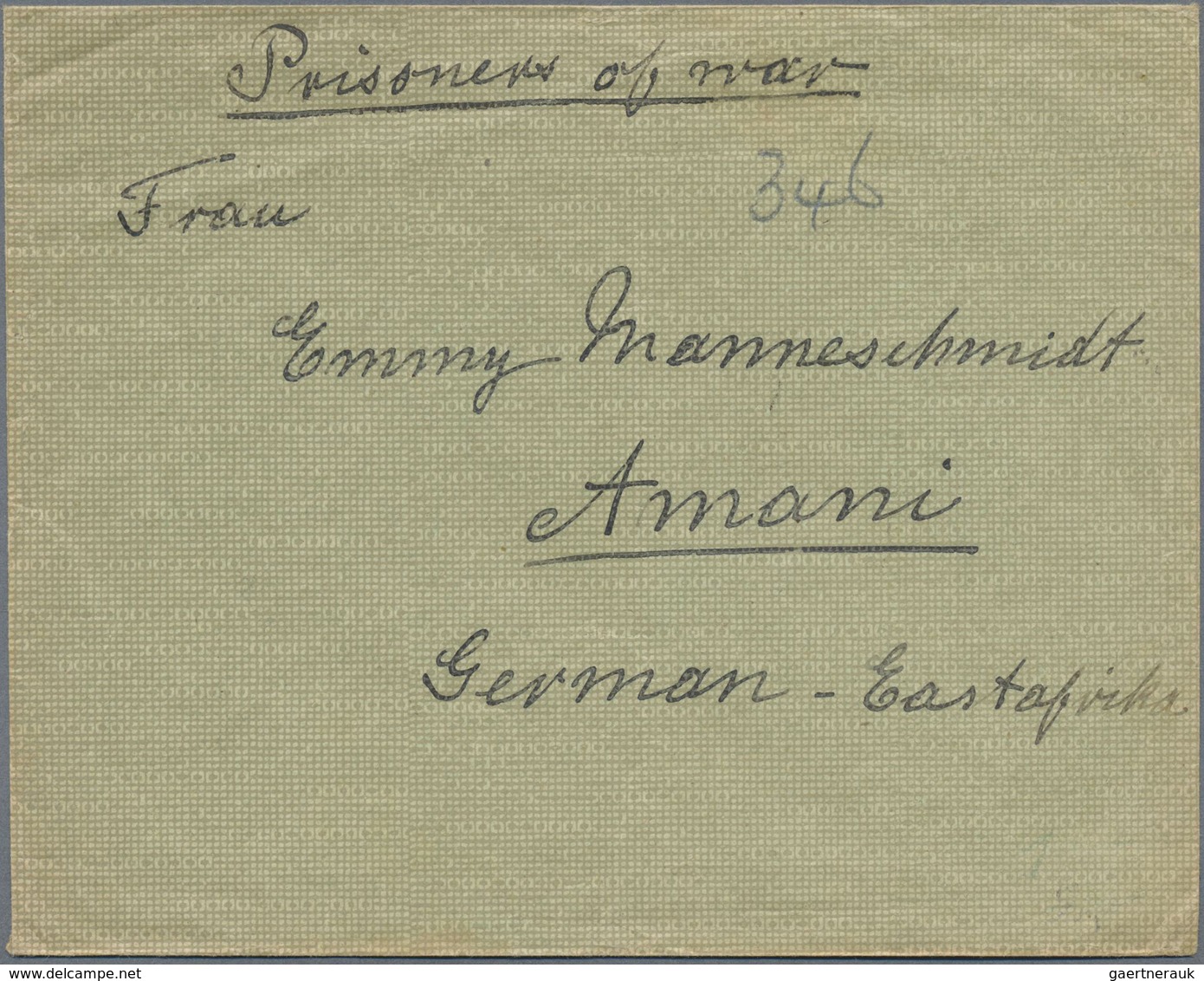 Br Deutsch-Ostafrika - Besonderheiten: Kriegsgefangenen-Lager: 1917, KGF-Brief Eines Dt. Internierten M - Deutsch-Ostafrika