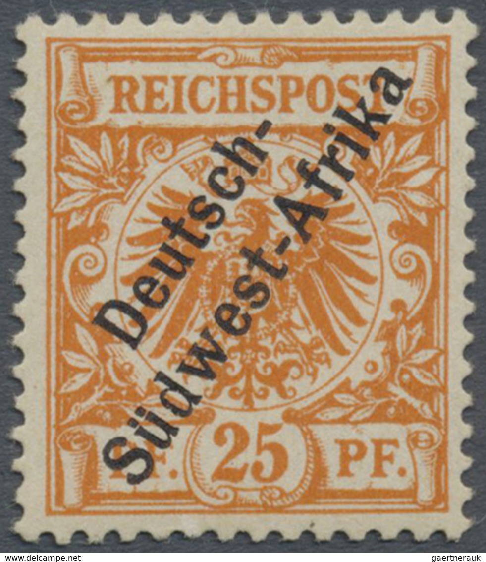 ** Deutsch-Südwestafrika: 1897, 25. Pfg. Diagonalaufdruck In Drei Wörtern Dunkelorange, Postfrisches Ex - Deutsch-Südwestafrika