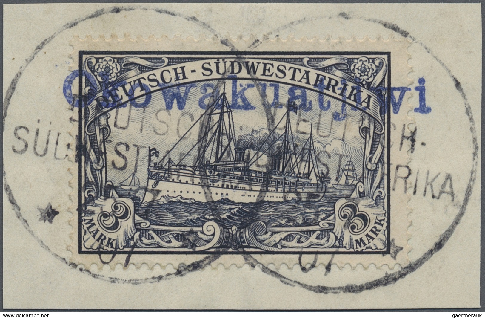 Brfst/O Deutsch-Südwestafrika: 1907, 3 M. Kaiseryacht, Luxus-Briefstück Mit Stempel "Okowakuatjiwi" - Sud-Ouest Africain Allemand