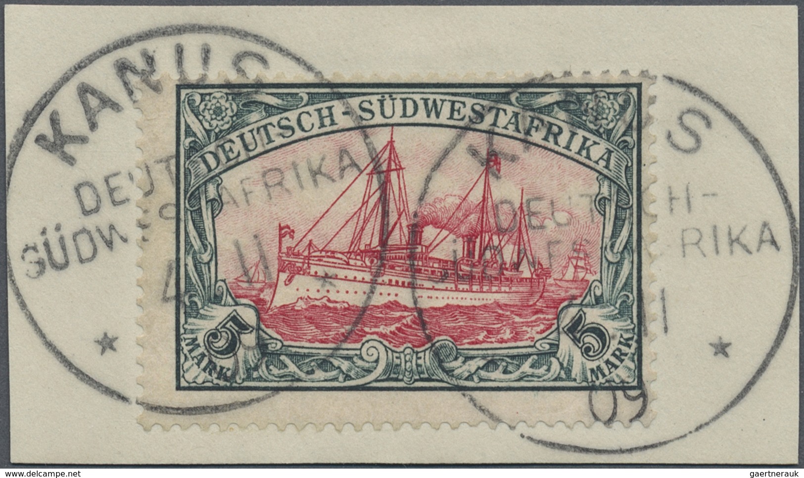 Brfst/O Deutsch-Südwestafrika: 1909, 5 M. Kaiseryacht, Luxus-Brief-Stück Mit Gutem Stempel KANUS 4.11.09 - Africa Tedesca Del Sud-Ovest