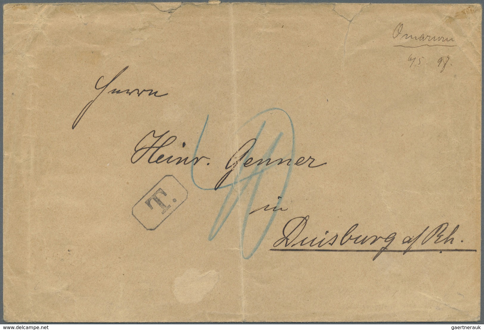 Br Deutsch-Südwestafrika - Stempel: 1897, "Omaruru 6.5.97" Handschriftlich Auf Unfrankiertem Bedarfsbri - Deutsch-Südwestafrika