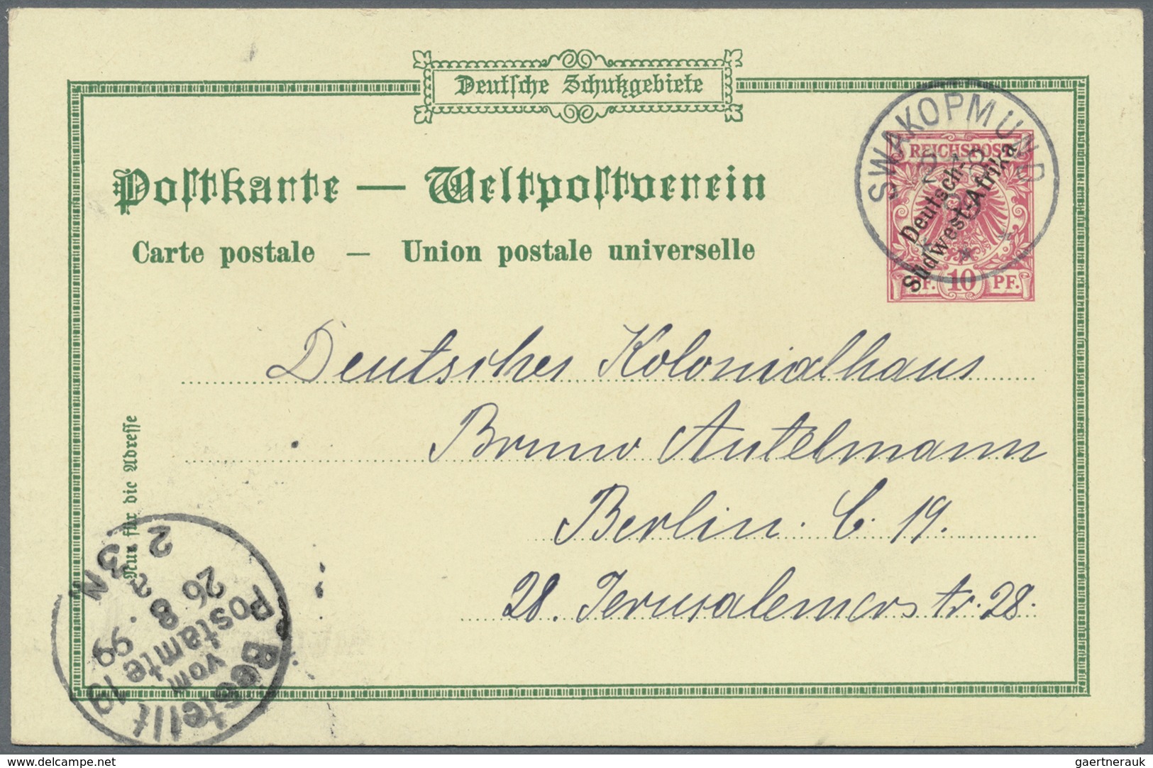 GA Deutsch-Südwestafrika - Ganzsachen: 1898/1899. Lot Von 3 Privat-Postkarten 10 Pf Krone/Adler "Deutsc - Sud-Ouest Africain Allemand