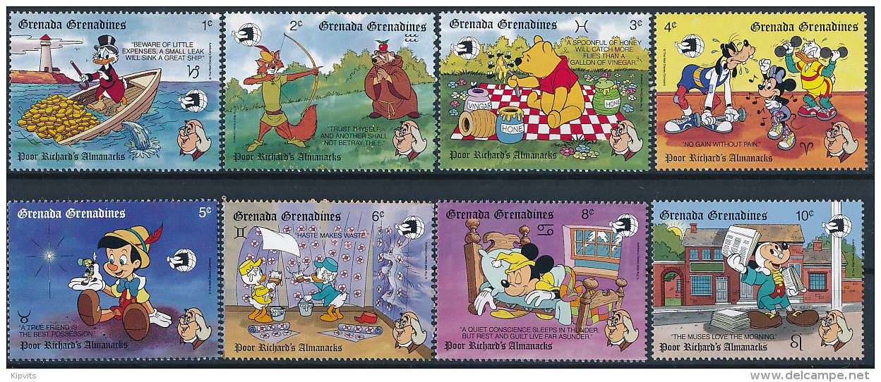 Grenada Grenadines Mi 1226-33 ** MNH Cartoon Comics WORLD STAMP EXPO &rsquo;89 Washington - Disney