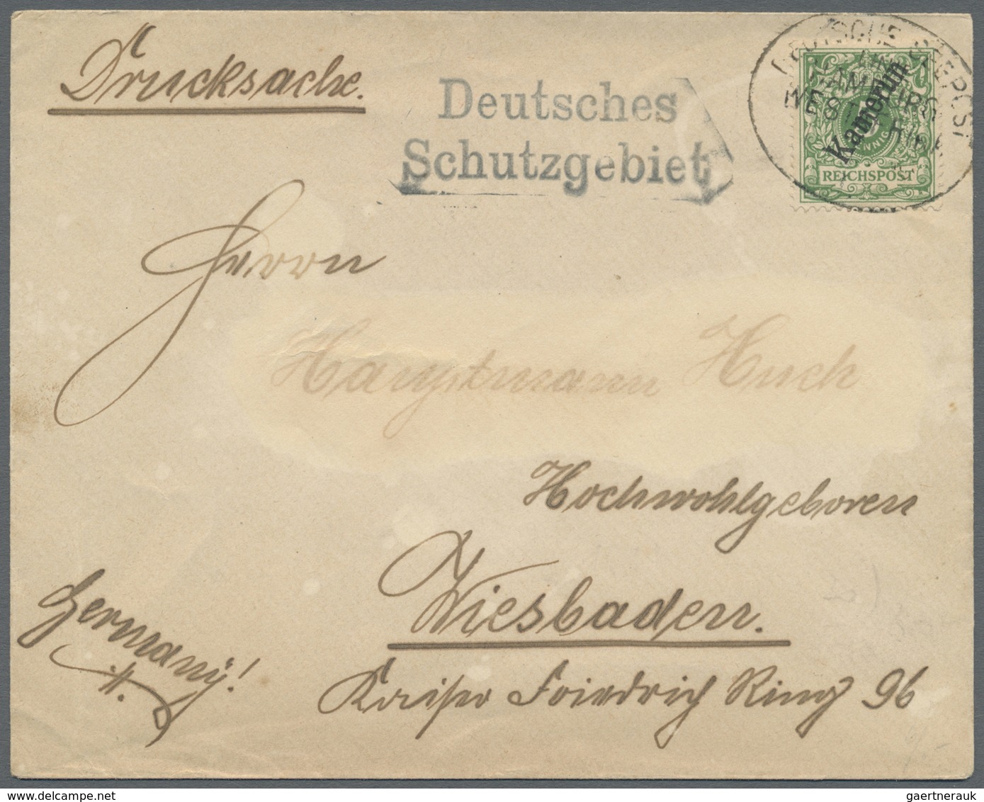 Br Deutsche Kolonien - Kamerun: 1900: Drucksachenumschlag - Adresse Versucht Auszuradieren - Frankiert - Kamerun