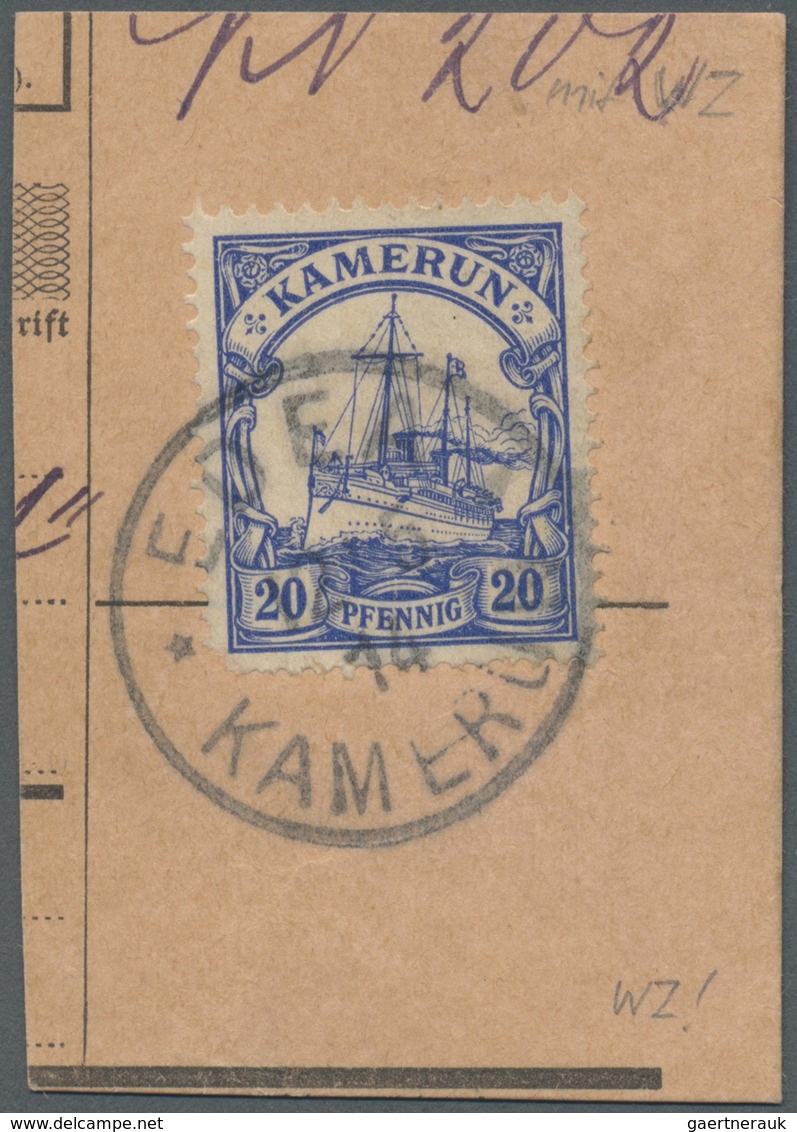 Brfst Deutsche Kolonien - Kamerun: 1914, 20 Pfg Schiffe Mit Wz. Auf Postanweisungsabschnitt Mit K1 "Edea 1 - Camerun