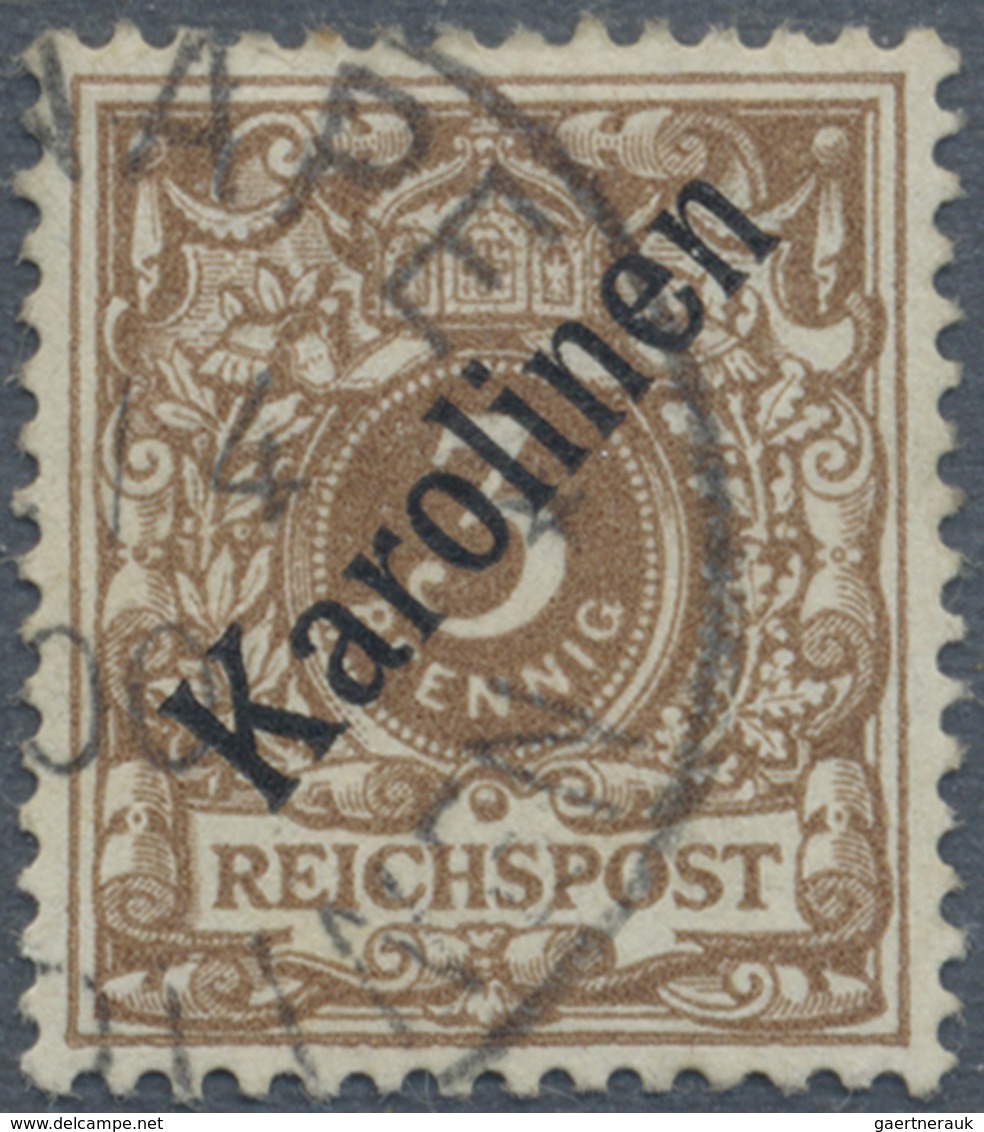 O Deutsche Kolonien - Karolinen: 1900, 3 Pf. Adler Mit Aufdruck "Karolinen" In Type I, Mit K1 PONAPE / - Karolinen