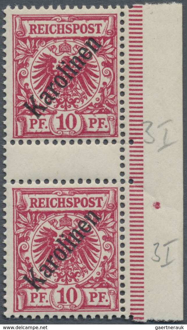 ** Deutsche Kolonien - Karolinen: 1899, 10 Pfg. Mit Diagonalem Aufdruck, Zwischenstegpaar, Postfrisch, - Carolines