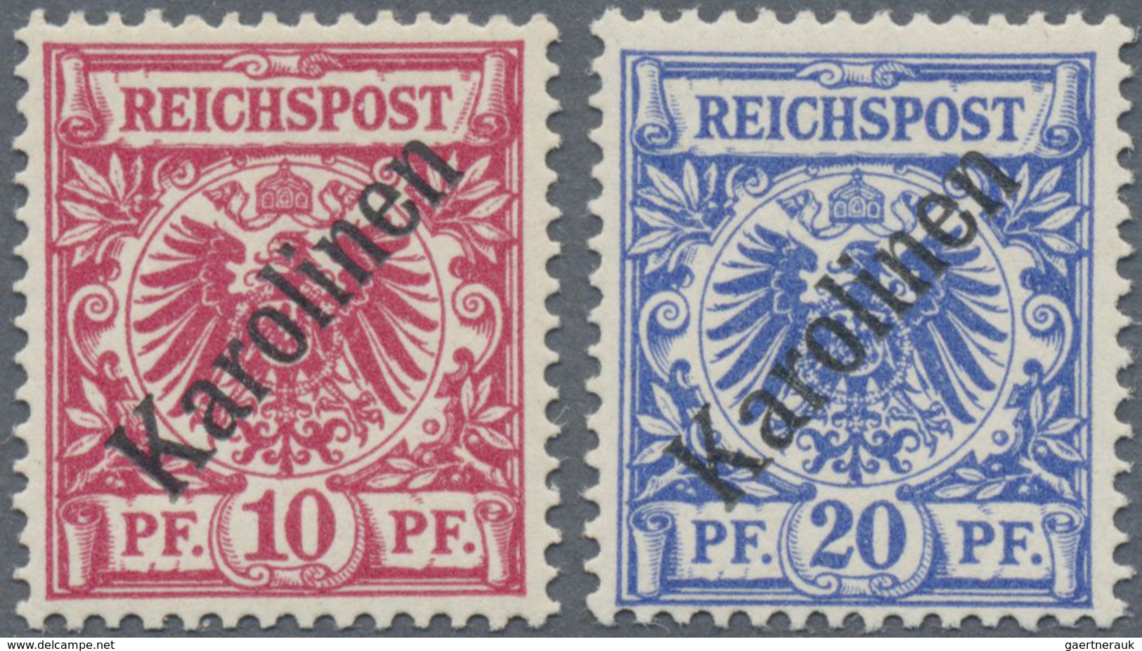 ** Deutsche Kolonien - Karolinen: 1899, 10 Pfg. Und 20 Pfg. Krone/Adler, 2 Luxusmarken, Gepr. Bathe BPP - Carolines